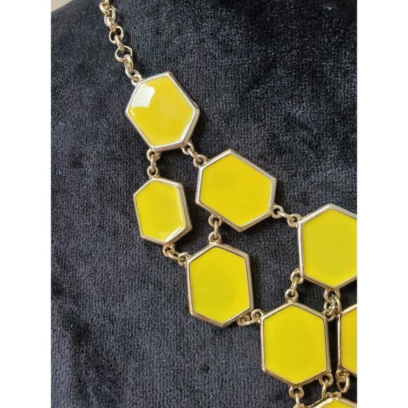 Charming Charlie Yellow & Gold Faceted Tile Bubble Bib Statement Necklace Set - Picture 3 of 8